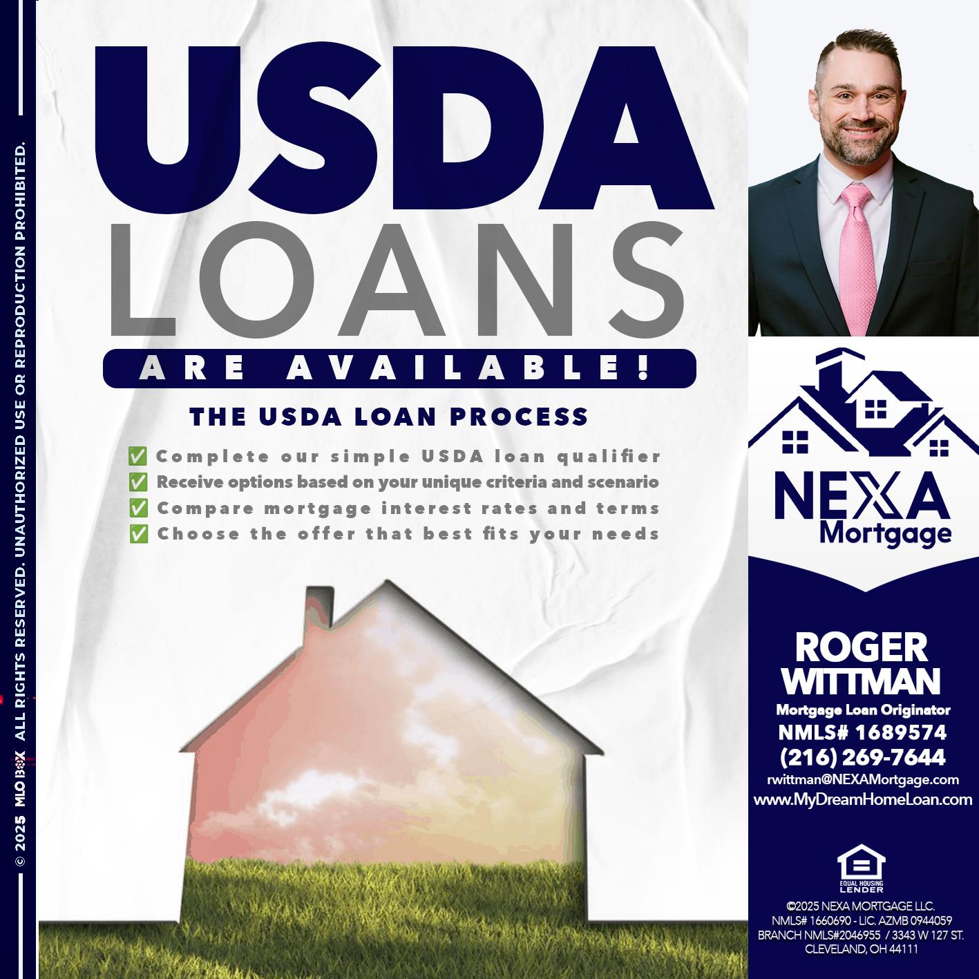 USDA LOANS - Roger Wittman -Mortgage Loan Originator