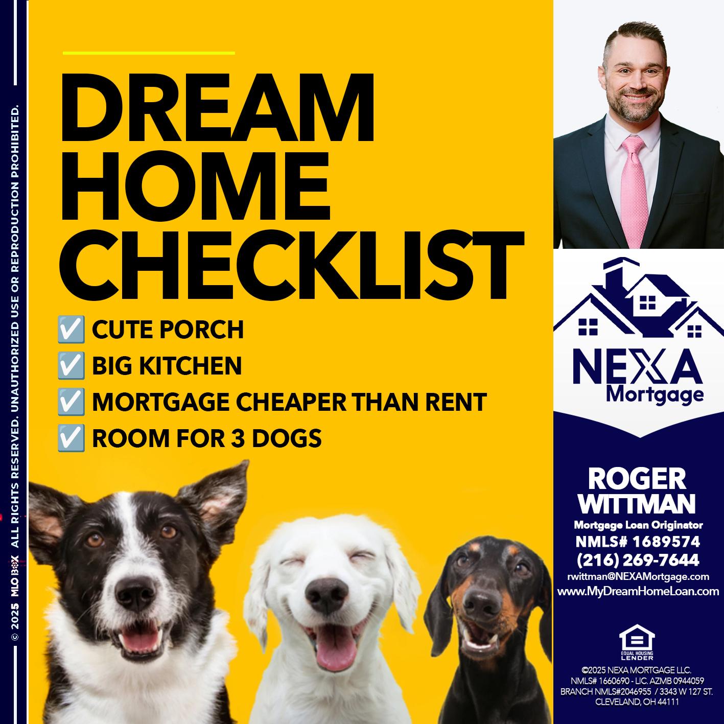 DREAM HOME CHEK LIST - Roger Wittman -Mortgage Loan Originator