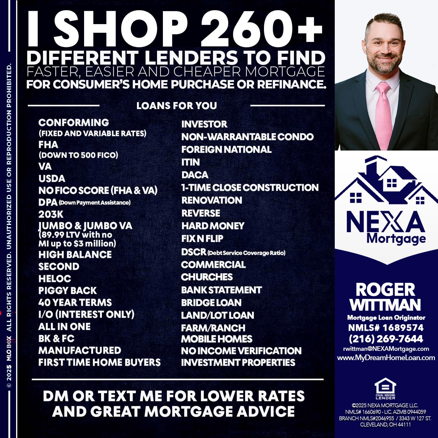 I SHOP +260 - Roger Wittman -Mortgage Loan Originator