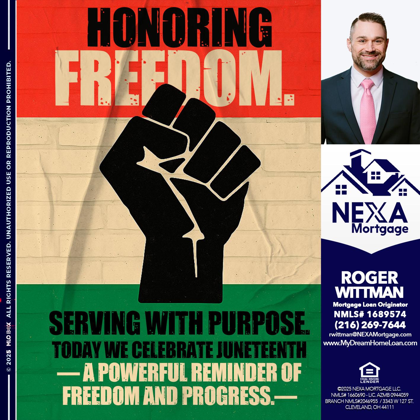 HONORING FREEDOM - Roger Wittman -Mortgage Loan Originator