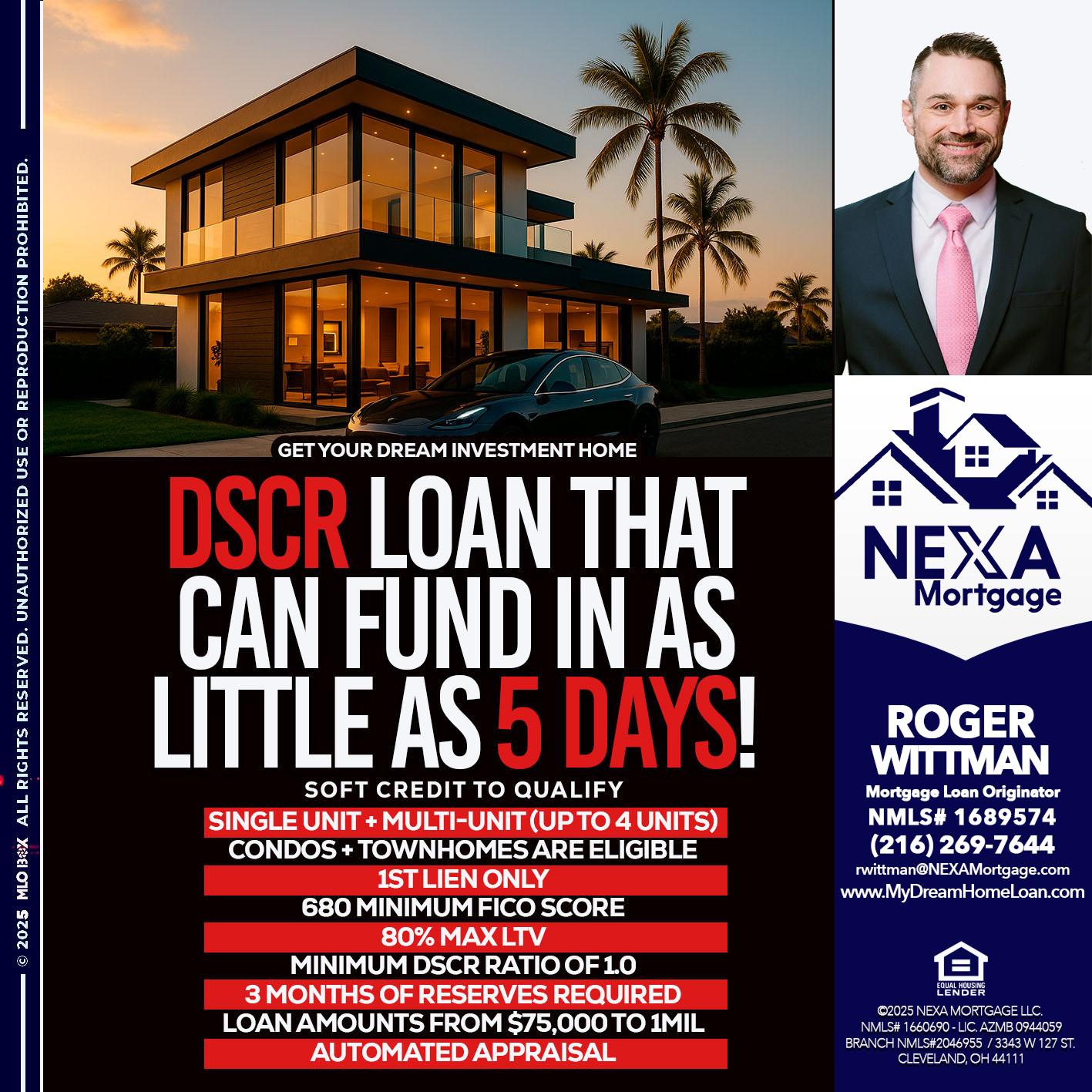 DSCR LOAN - Roger Wittman -Mortgage Loan Originator