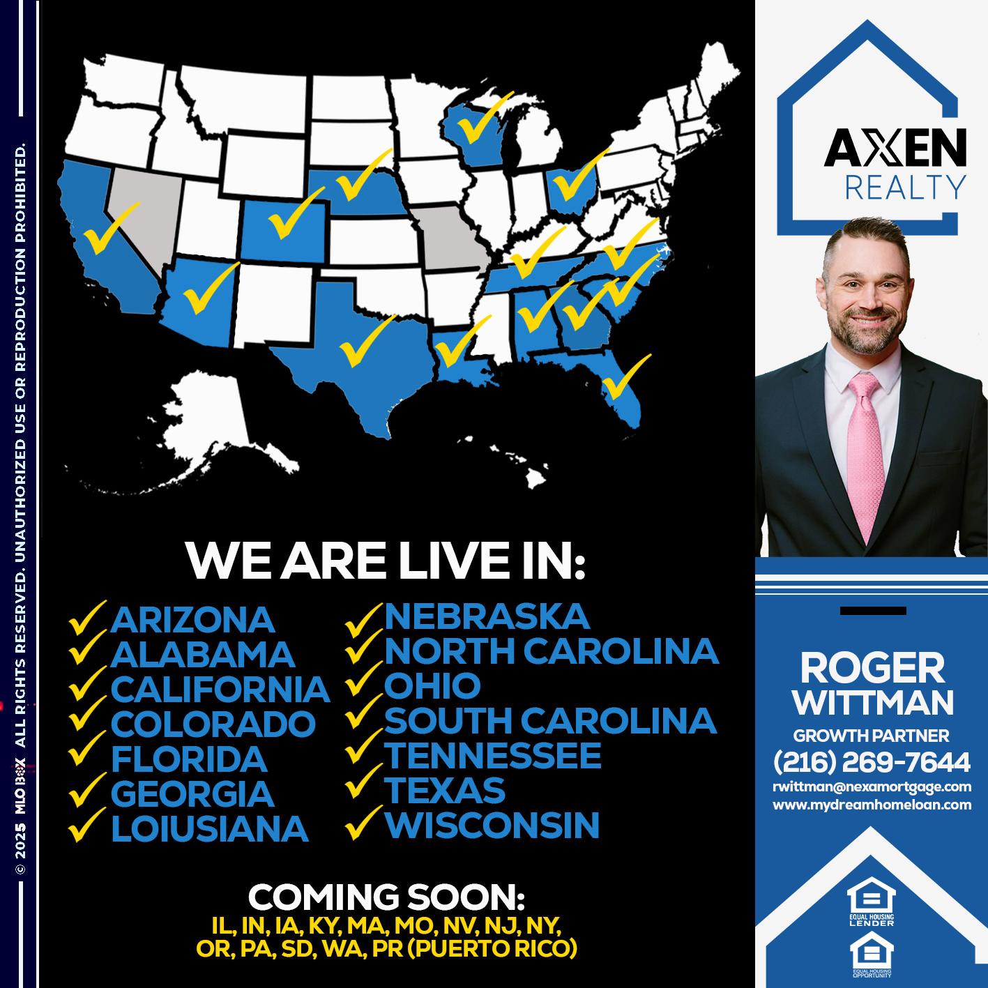 we are live in NEBRASKA - Roger Wittman -Mortgage Loan Originator