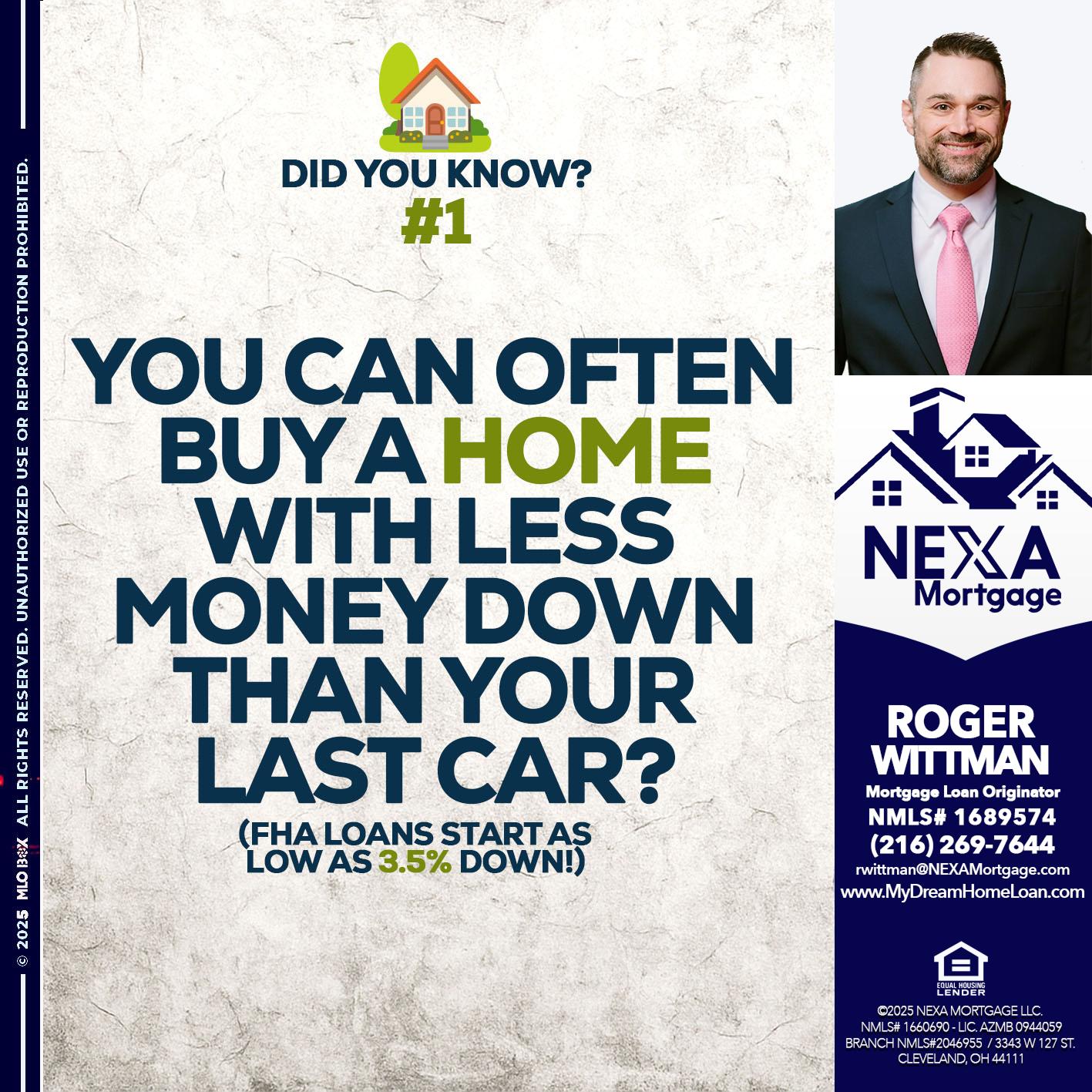 DID YOU KNOW #1 - Roger Wittman -Mortgage Loan Originator