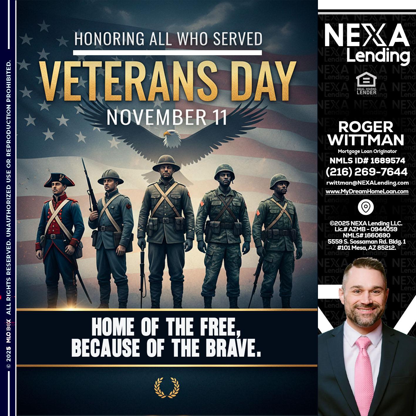 Veterans Day - Roger Wittman -Mortgage Loan Originator