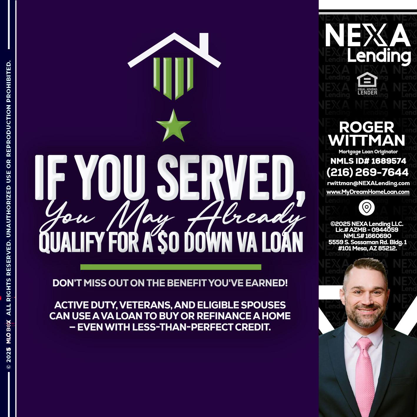 IF YOU SERVED - Roger Wittman -Mortgage Loan Originator
