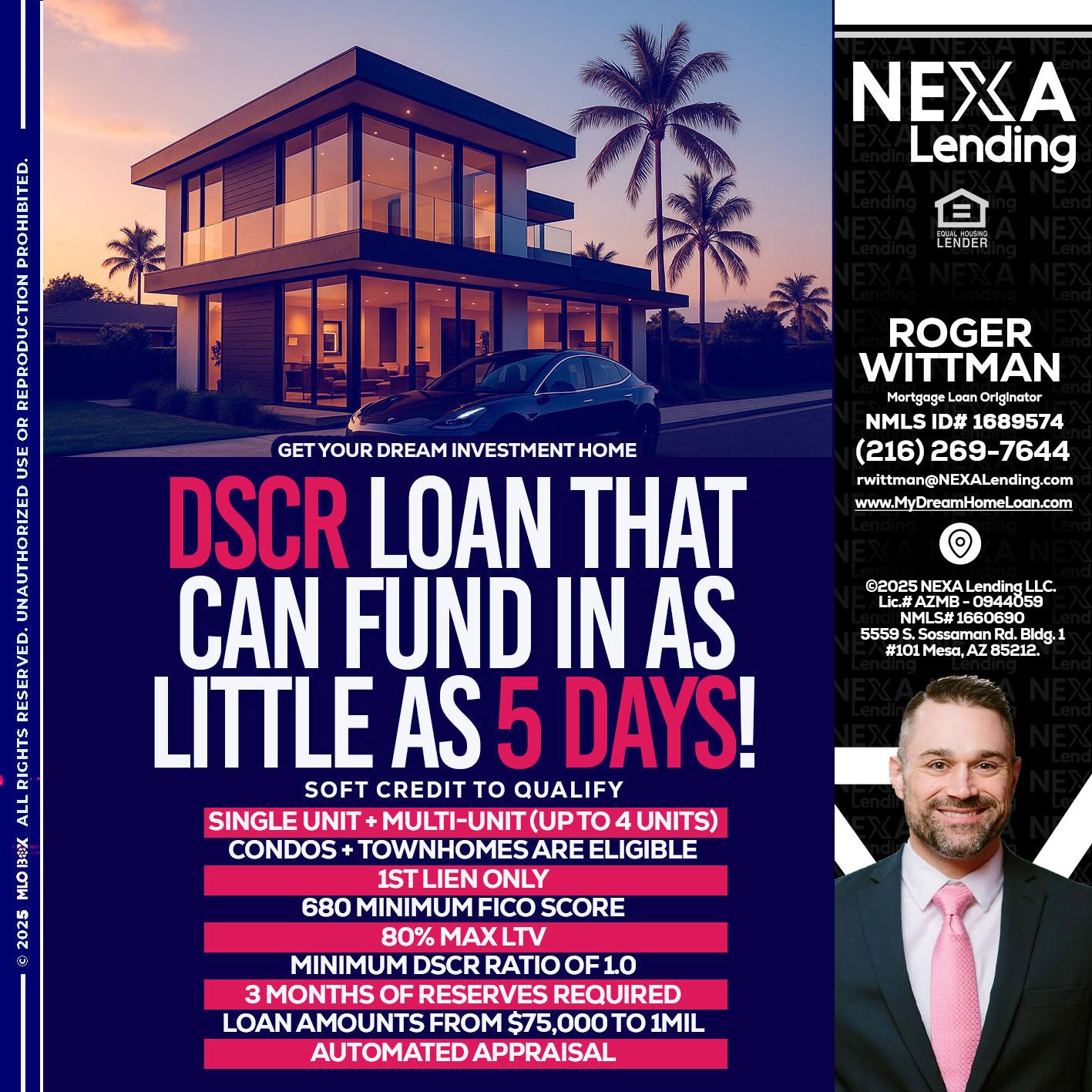 DSCR - Roger Wittman -Mortgage Loan Originator