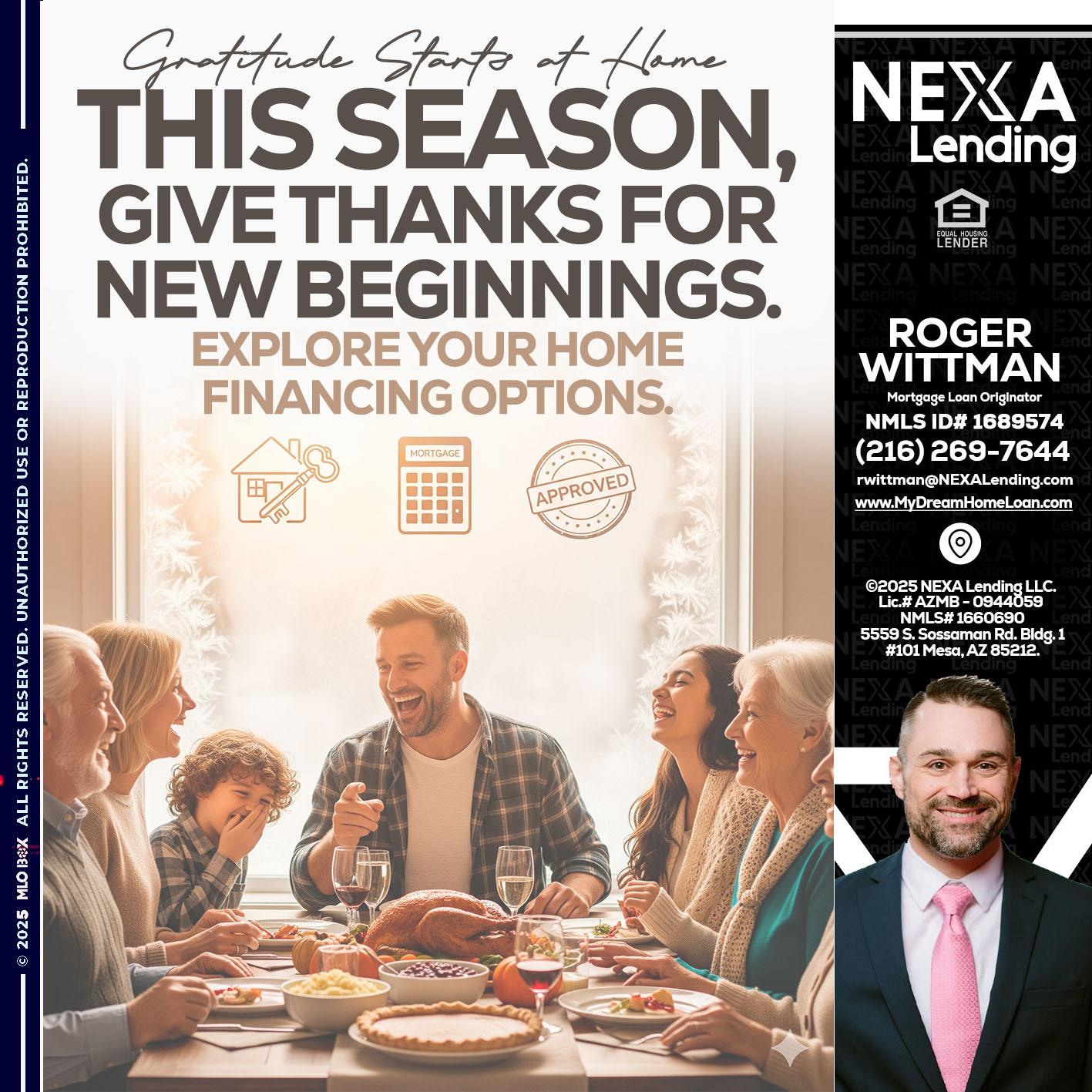 THIS SEASON - Roger Wittman -Mortgage Loan Originator