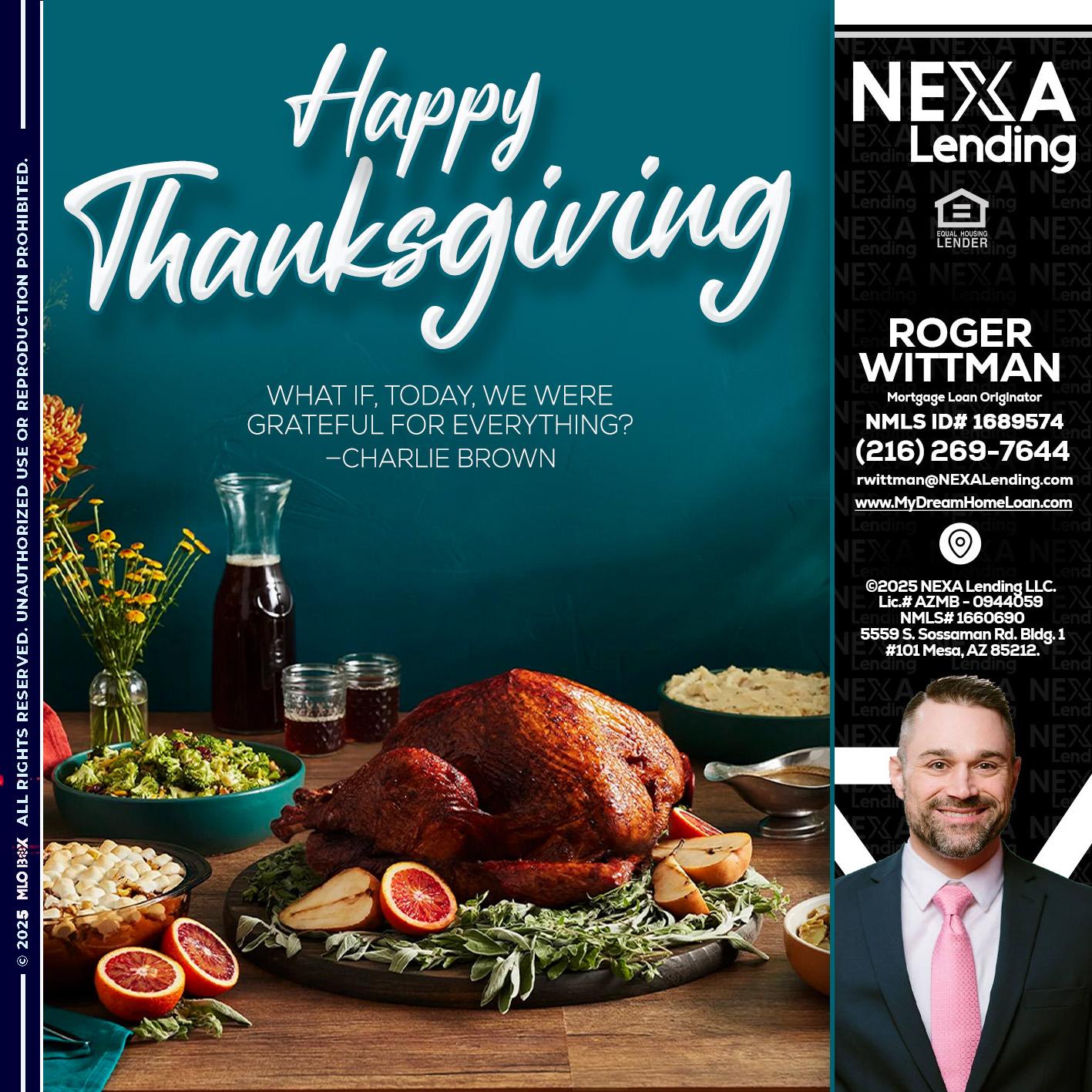 happy Thanksgiving - Roger Wittman -Mortgage Loan Originator