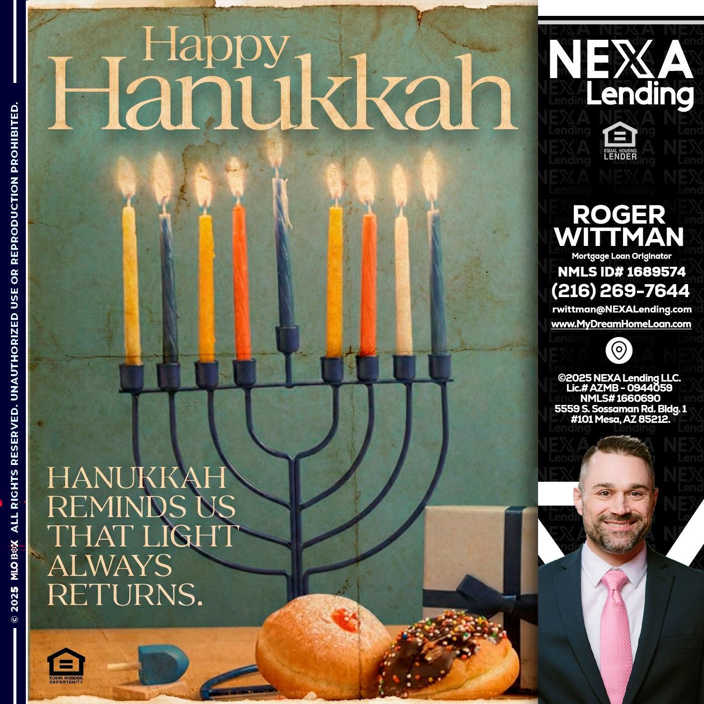 HAPPY HANUKKAH - Roger Wittman -Mortgage Loan Originator