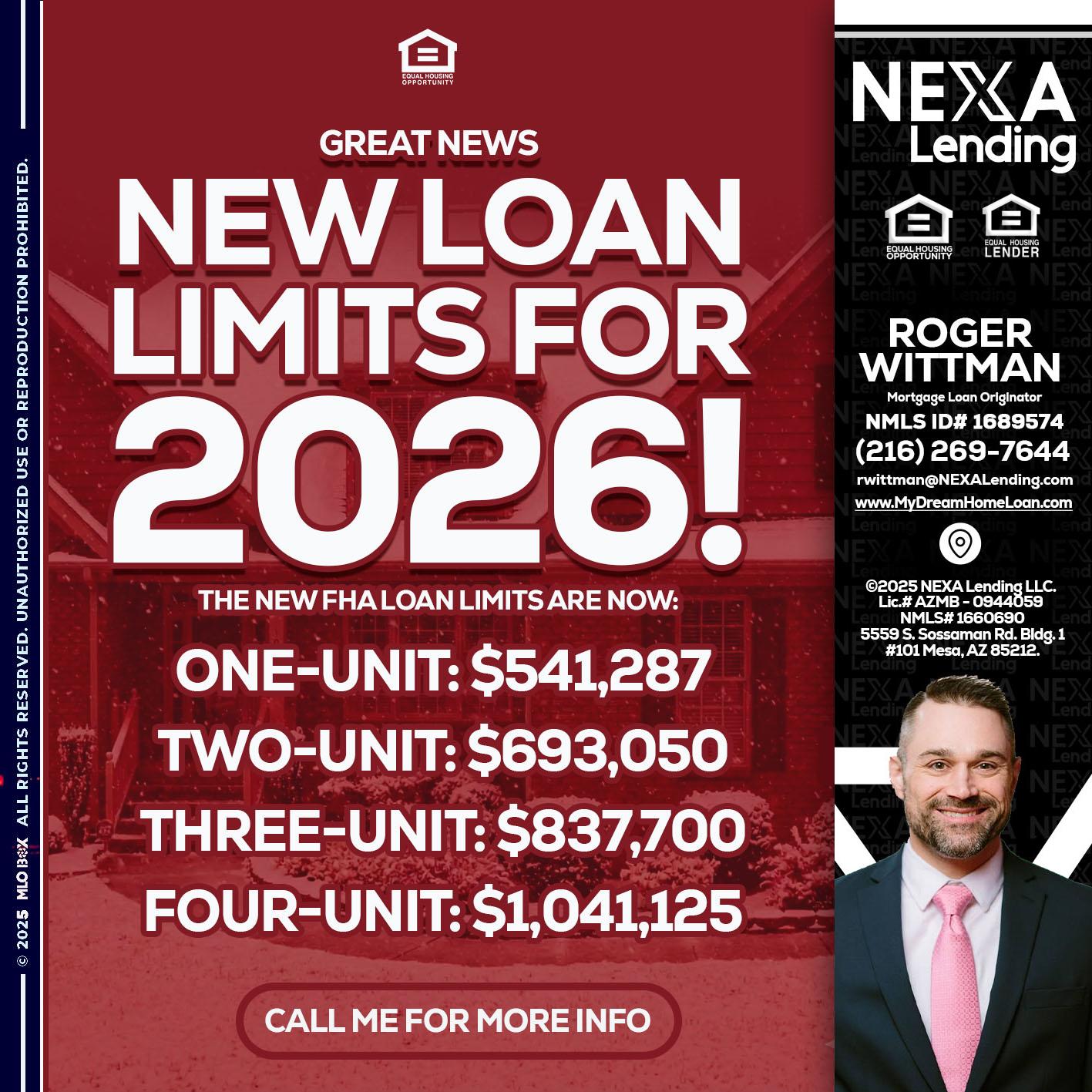loan limits - Roger Wittman -Mortgage Loan Originator