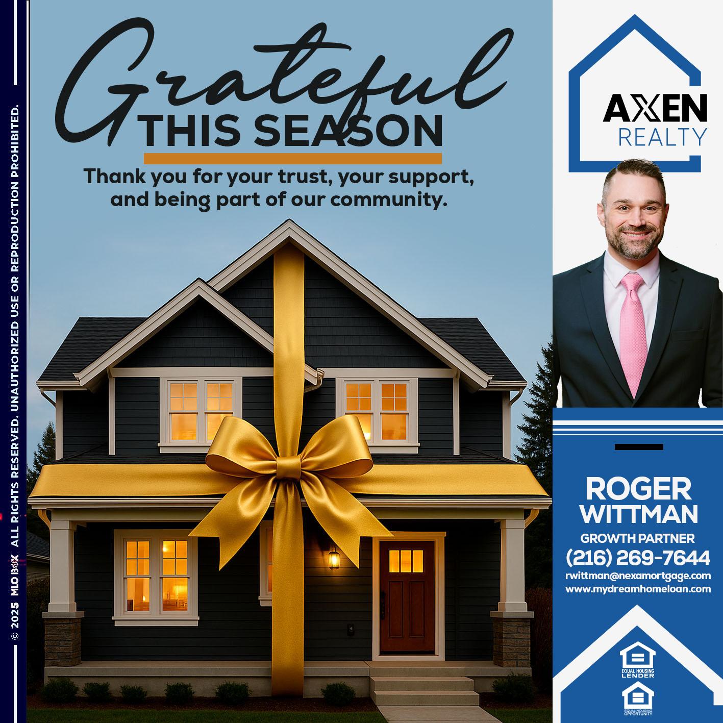 GRATEFUL - Roger Wittman -Mortgage Loan Originator