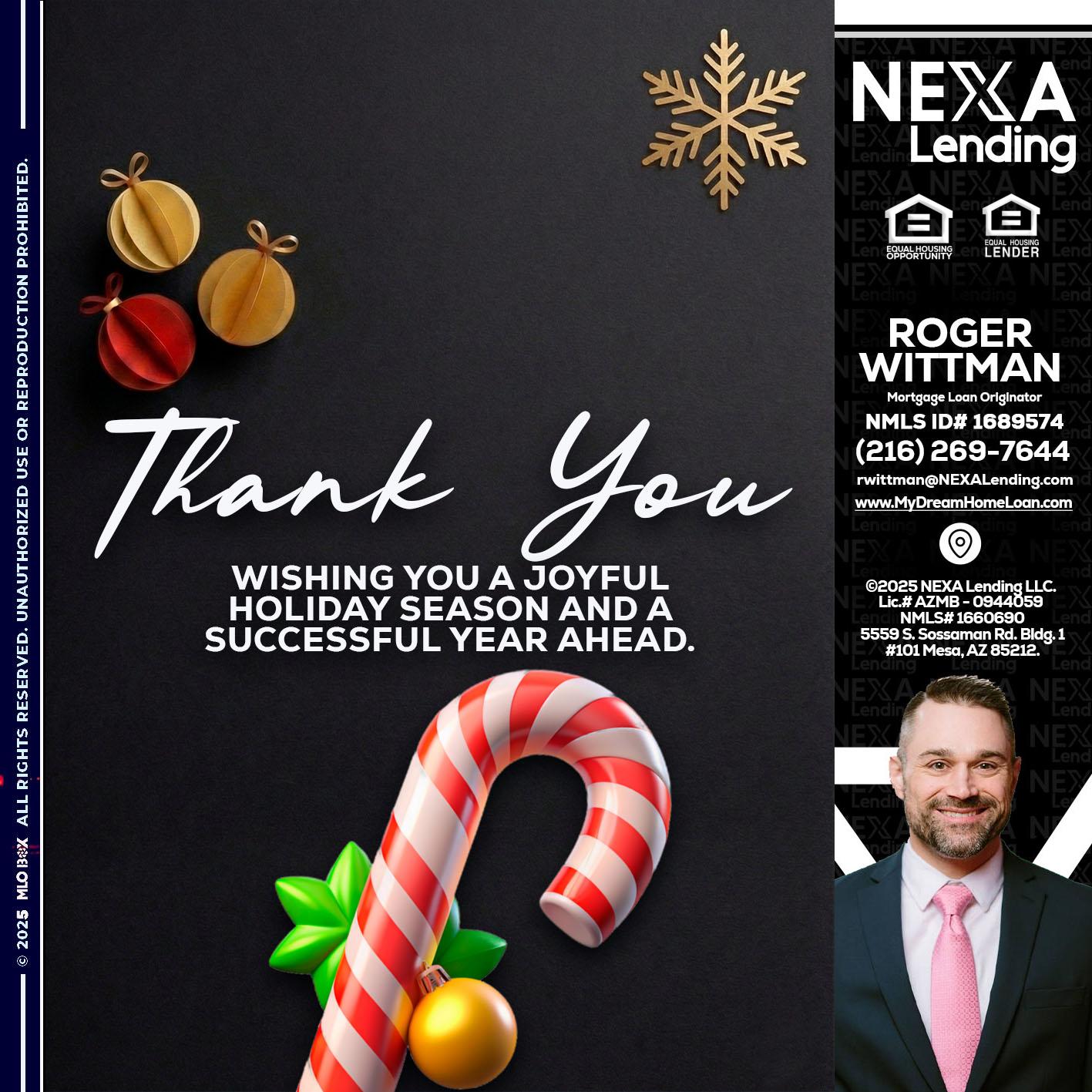 THANK YOU - Roger Wittman -Mortgage Loan Originator