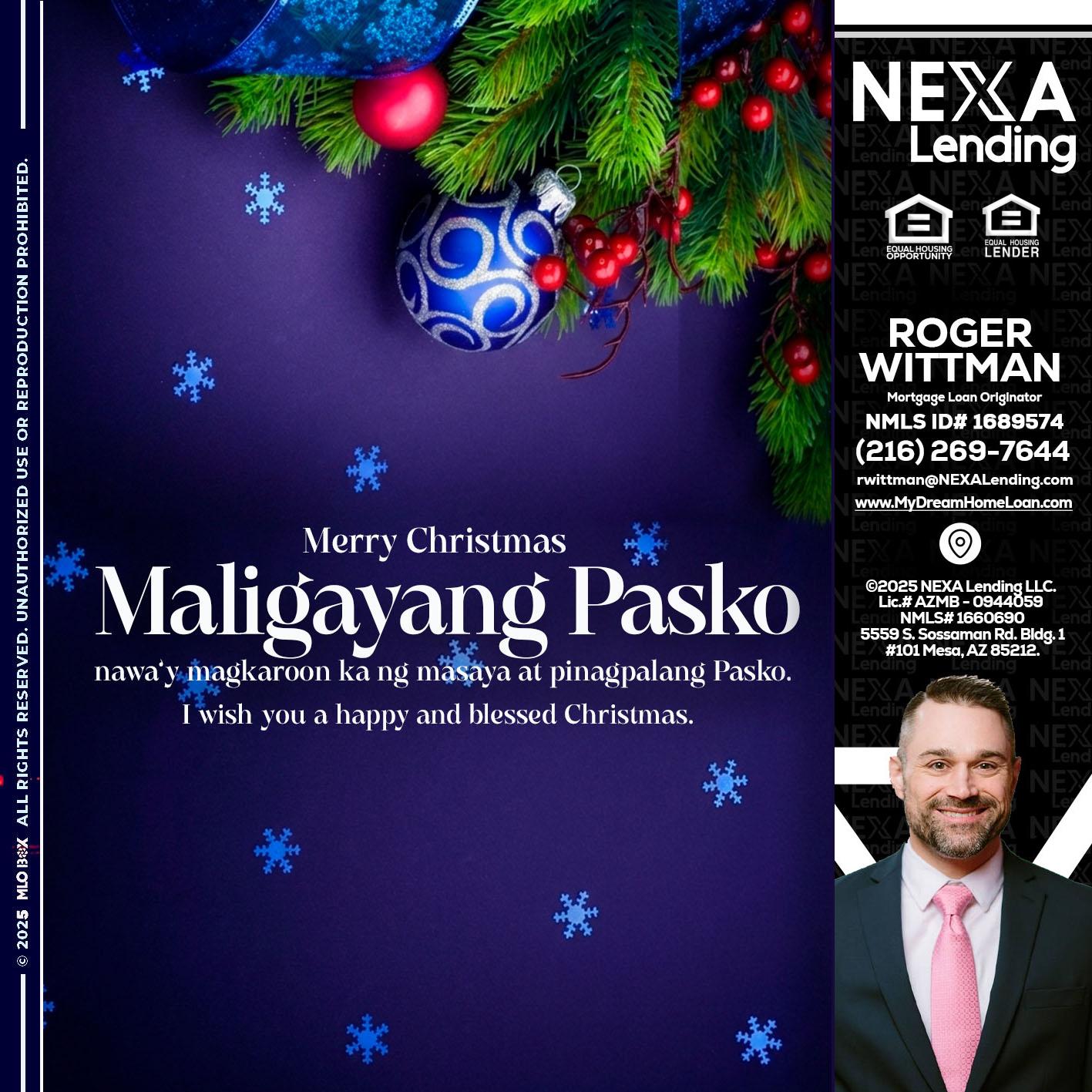 Maligayang Pasko - Roger Wittman -Mortgage Loan Originator