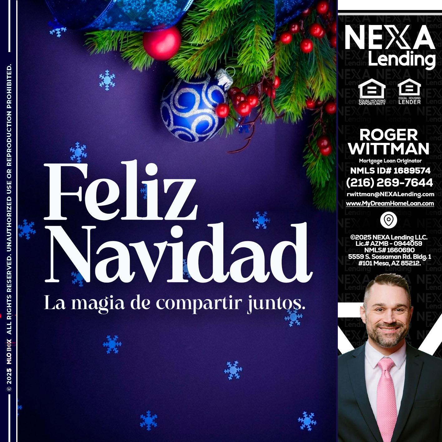 FELIZ NAVIDAD - Roger Wittman -Mortgage Loan Originator