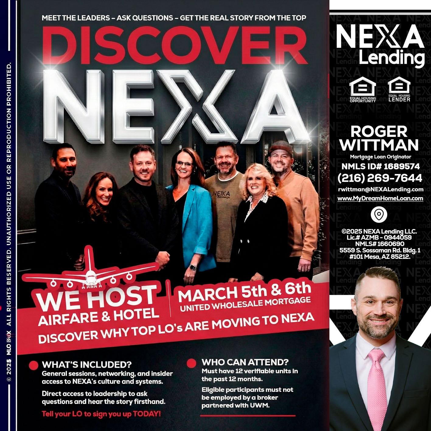 DISCOVER NEXA - Roger Wittman -Mortgage Loan Originator