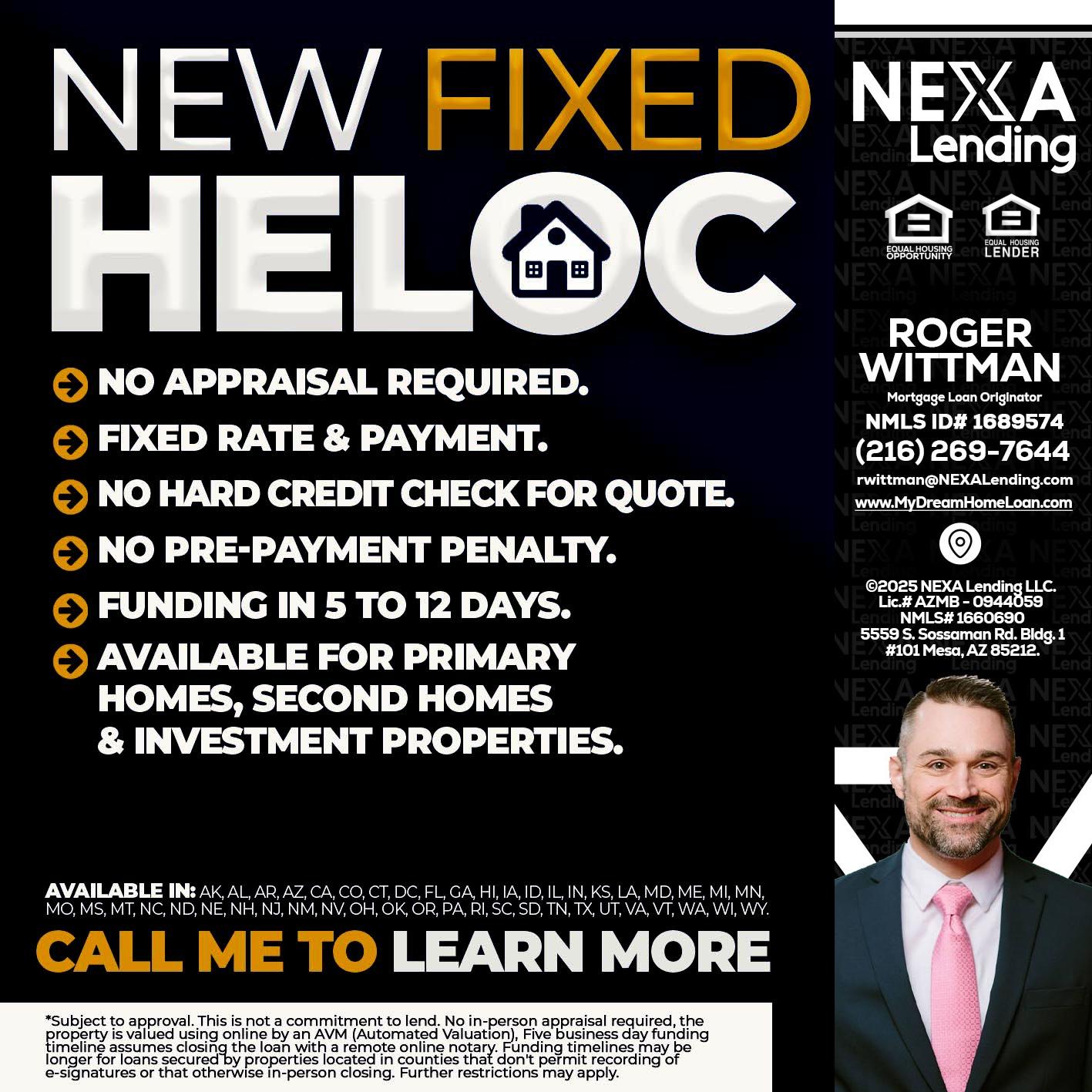 HELOC - Roger Wittman -Mortgage Loan Originator