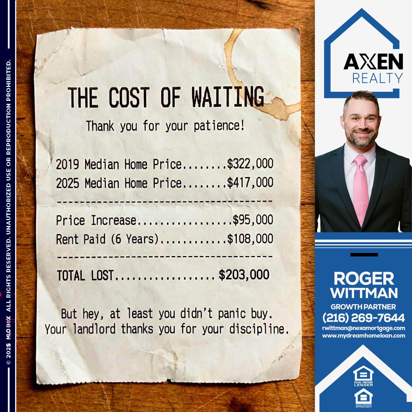 the cost of waiting - Roger Wittman -Mortgage Loan Originator