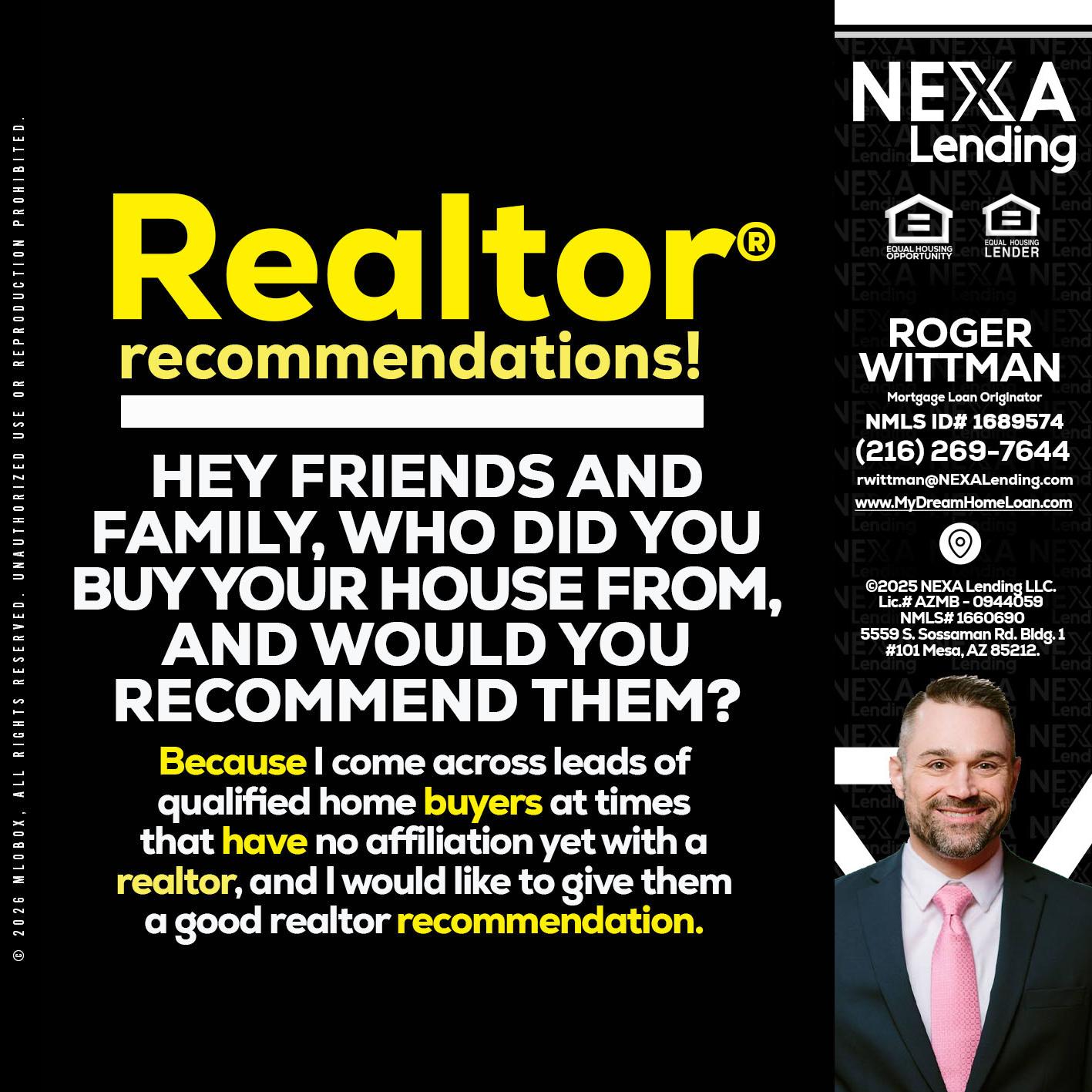 REALTOR - Roger Wittman -Mortgage Loan Originator