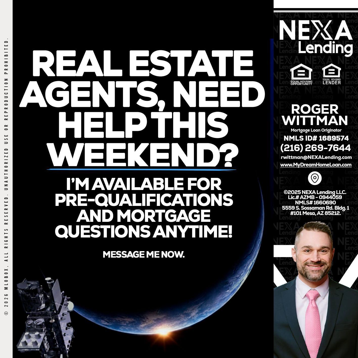 REAL ESTATE AGENTS - Roger Wittman -Mortgage Loan Originator