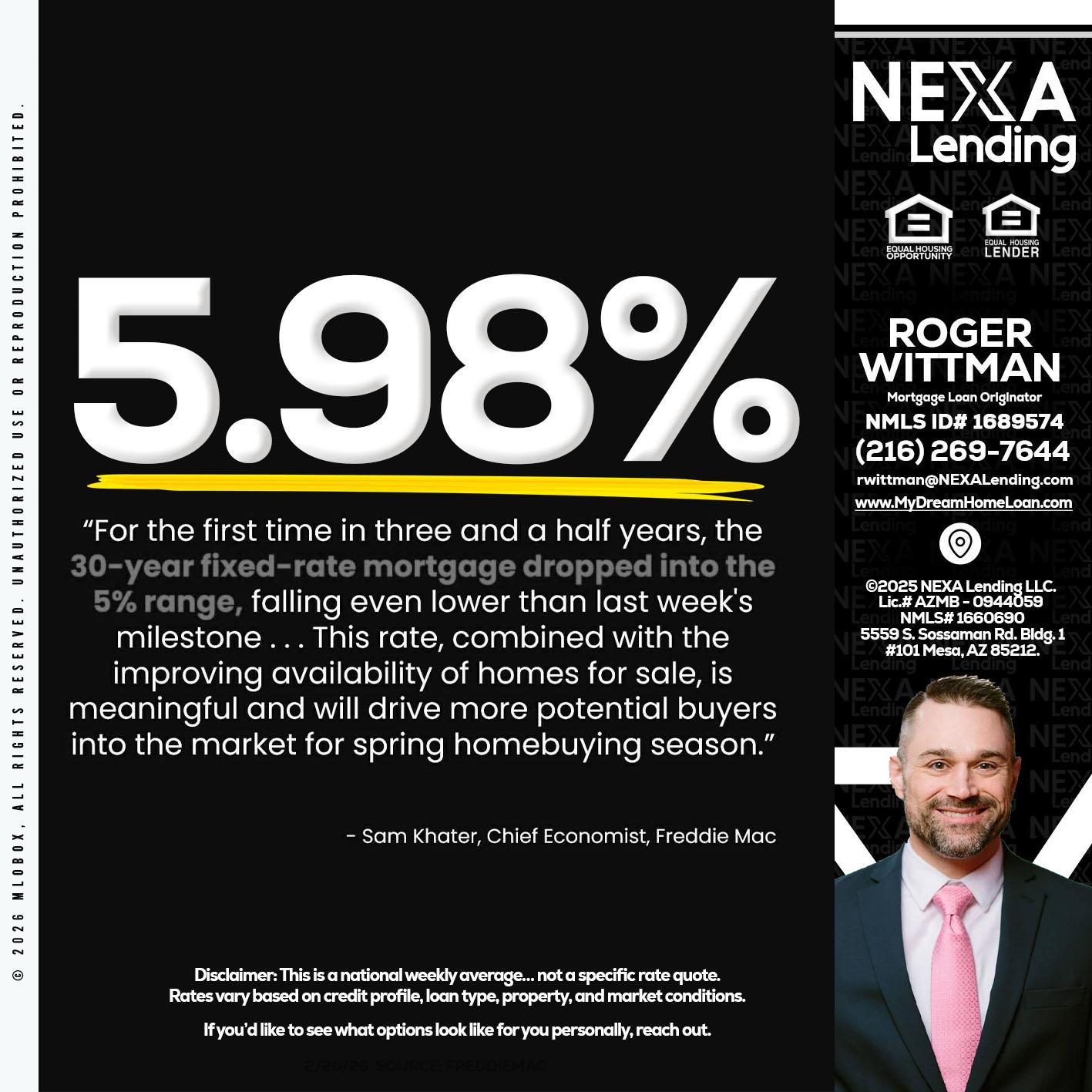 5.98% - Roger Wittman -Mortgage Loan Originator