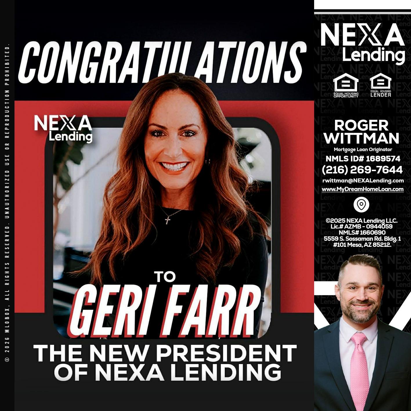 CONGRATULATIONS - Roger Wittman -Mortgage Loan Originator