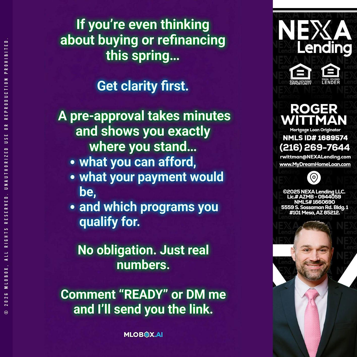 IF YOU THINKING - Roger Wittman -Mortgage Loan Originator
