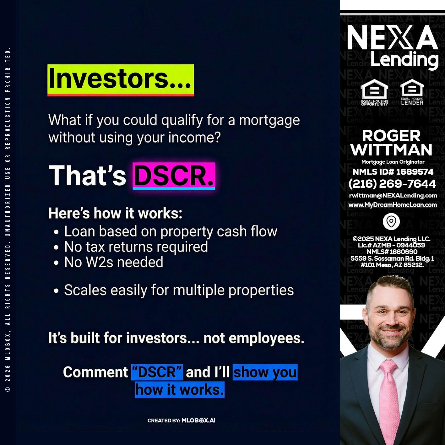 INVESTORS - Roger Wittman -Mortgage Loan Originator