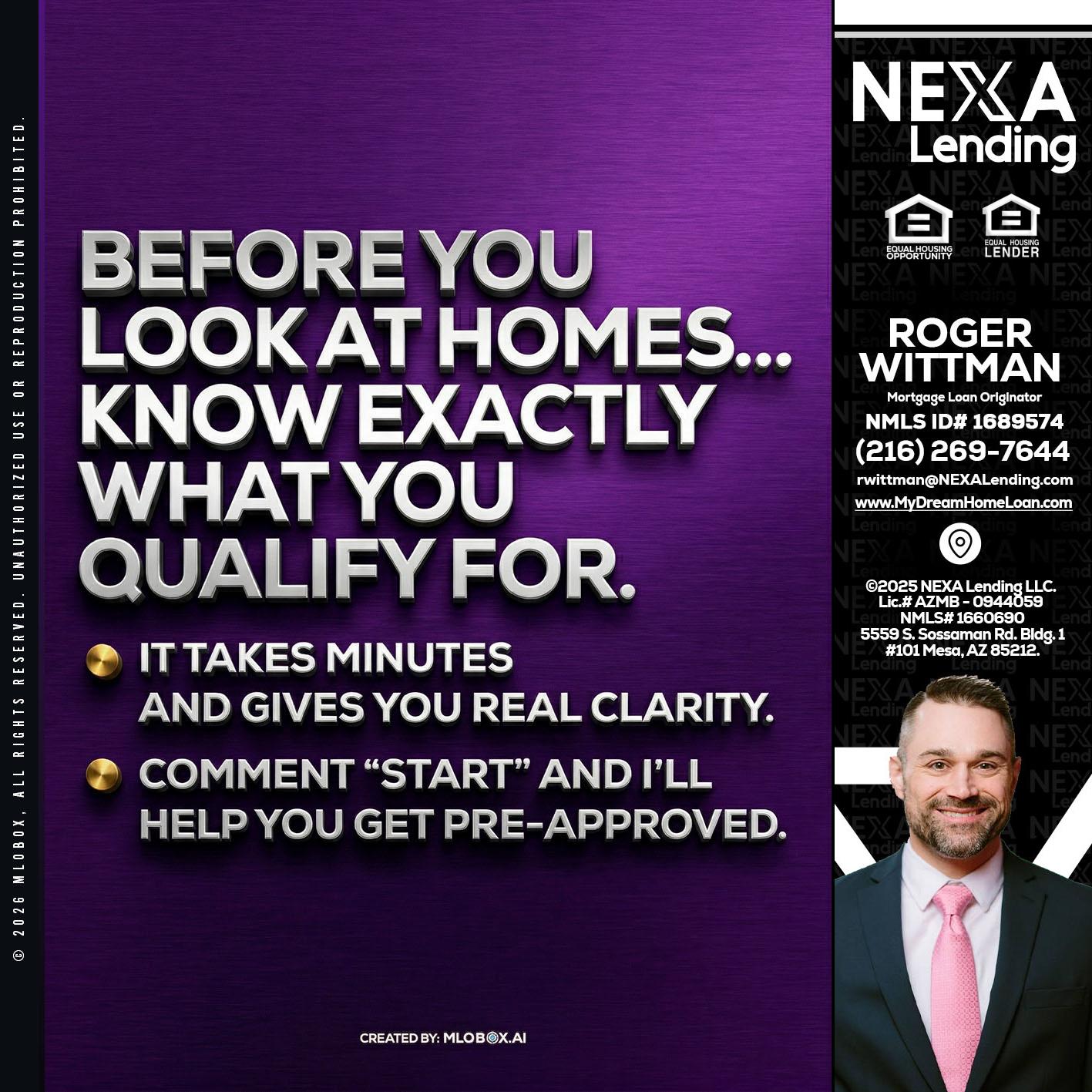BEFORE YOU - Roger Wittman -Mortgage Loan Originator