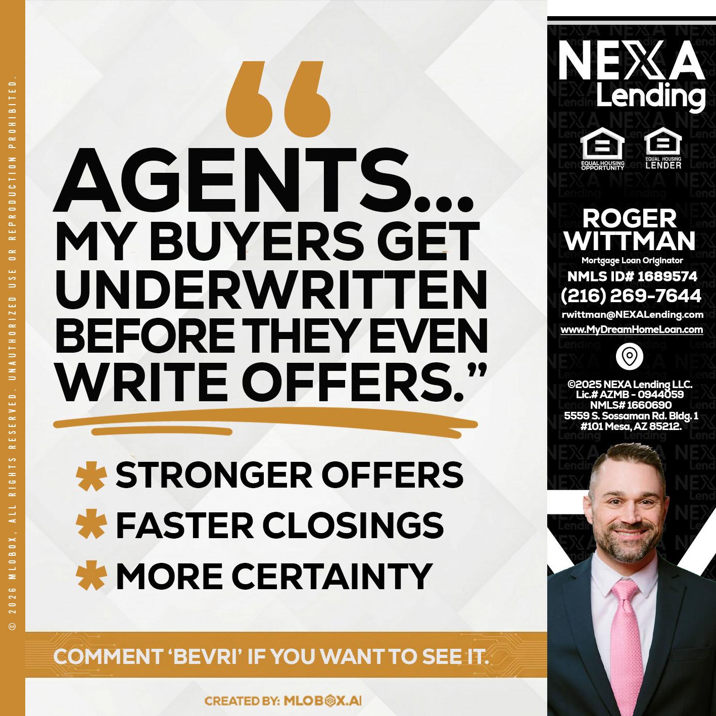 agents - Roger Wittman -Mortgage Loan Originator