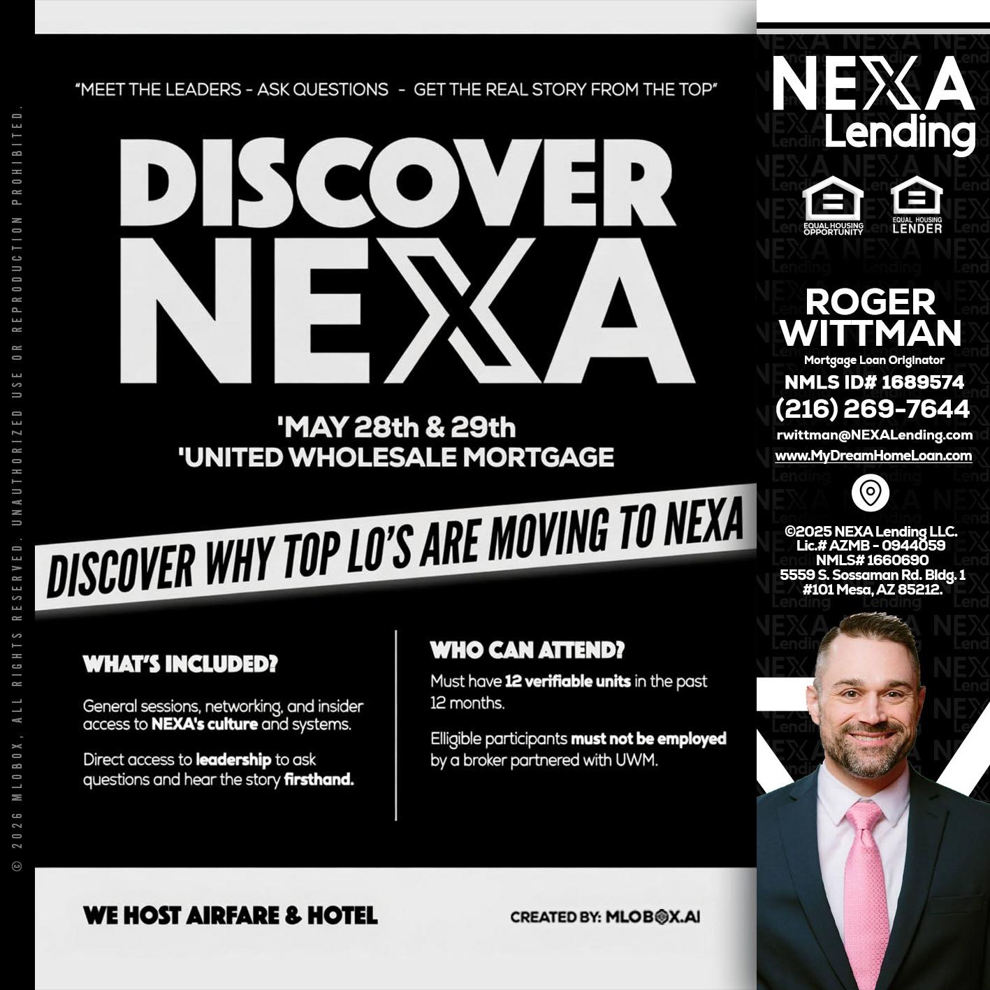 DISCOVER NEXA - Roger Wittman -Mortgage Loan Originator