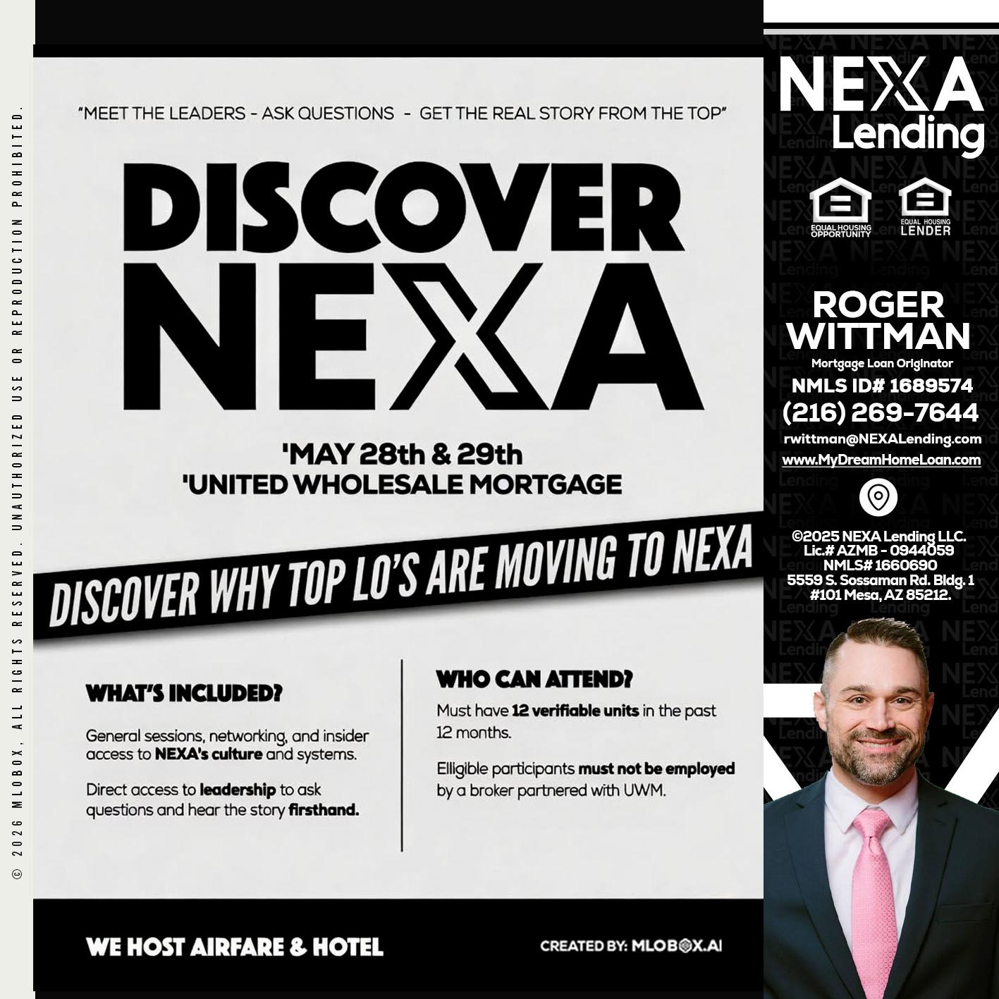DISCOVER NEXA - Roger Wittman -Mortgage Loan Originator