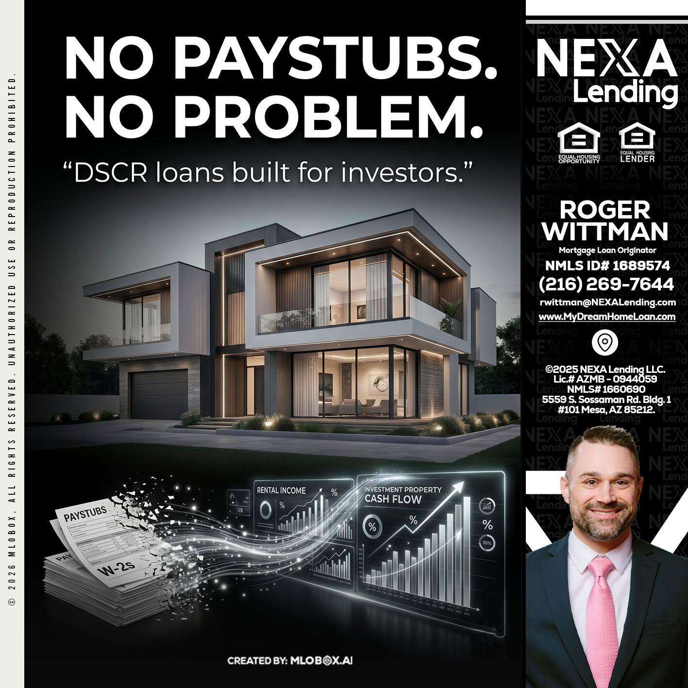 no paystub - Roger Wittman -Mortgage Loan Originator