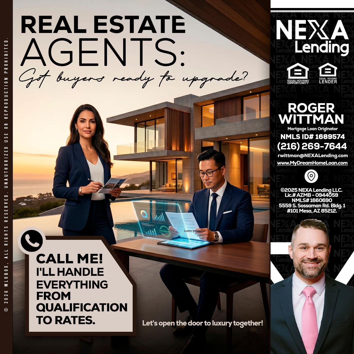 REAL ESTATE AGENTS - Roger Wittman -Mortgage Loan Originator