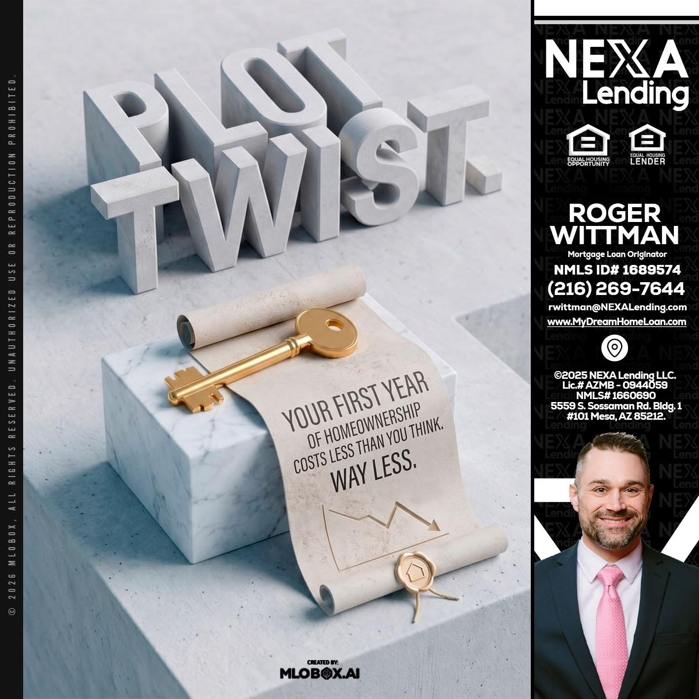 PLOT TWIST - Roger Wittman -Mortgage Loan Originator