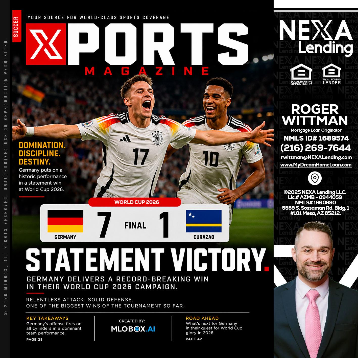 GERMANY VS CURASSAO (7-1) - Roger Wittman -Mortgage Loan Originator