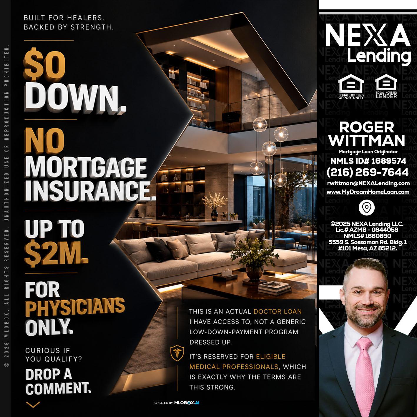 $0 DOWN - Roger Wittman -Mortgage Loan Originator