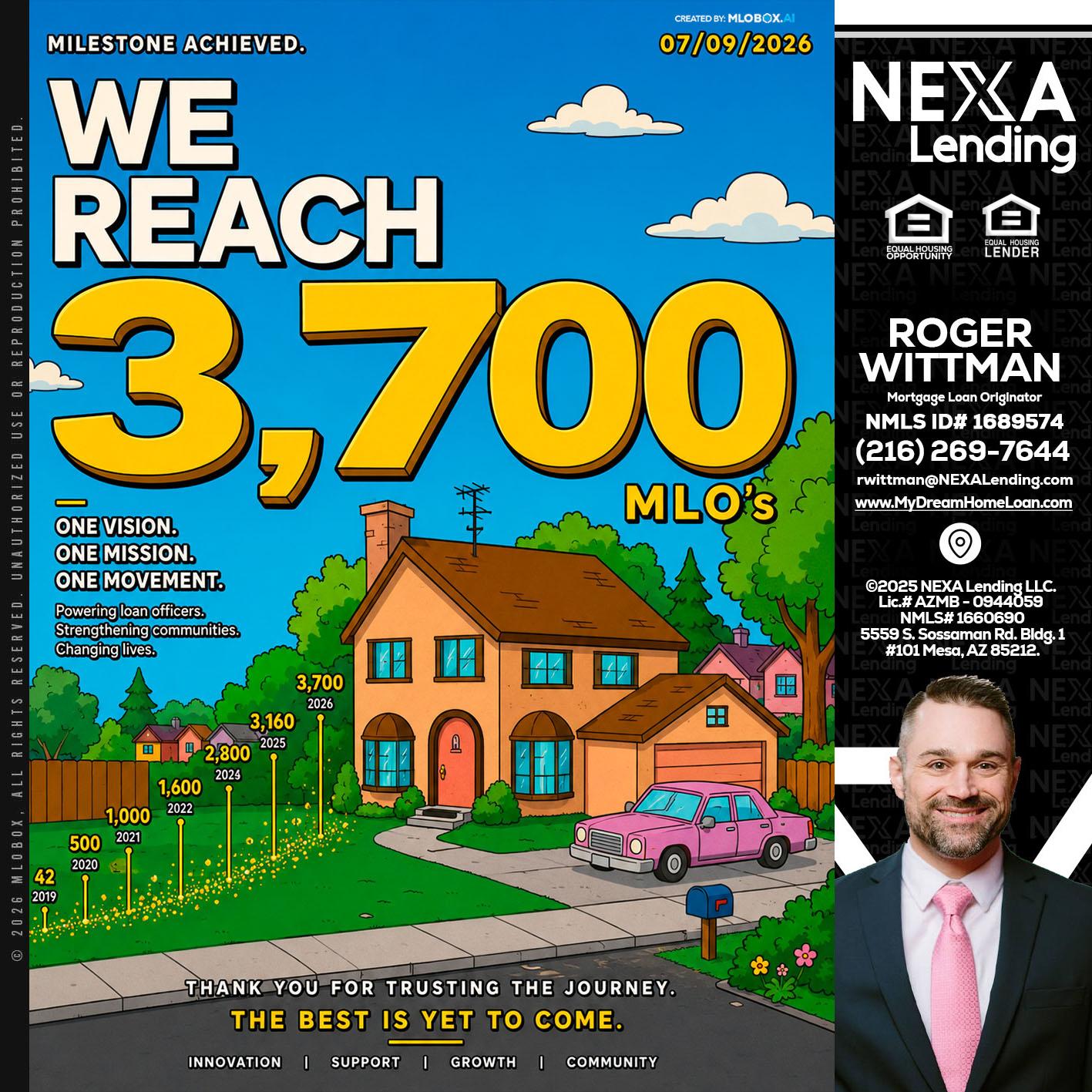 3,700 MLO's - Roger Wittman -Mortgage Loan Originator