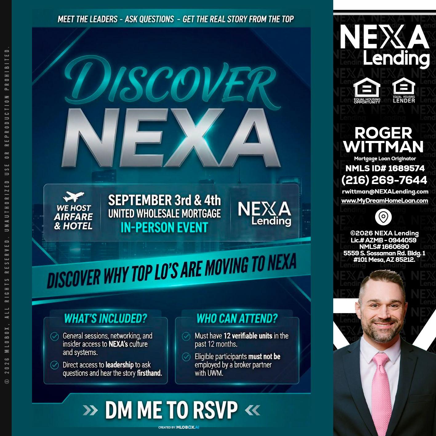 DISCOVER NEXA - Roger Wittman -Mortgage Loan Originator
