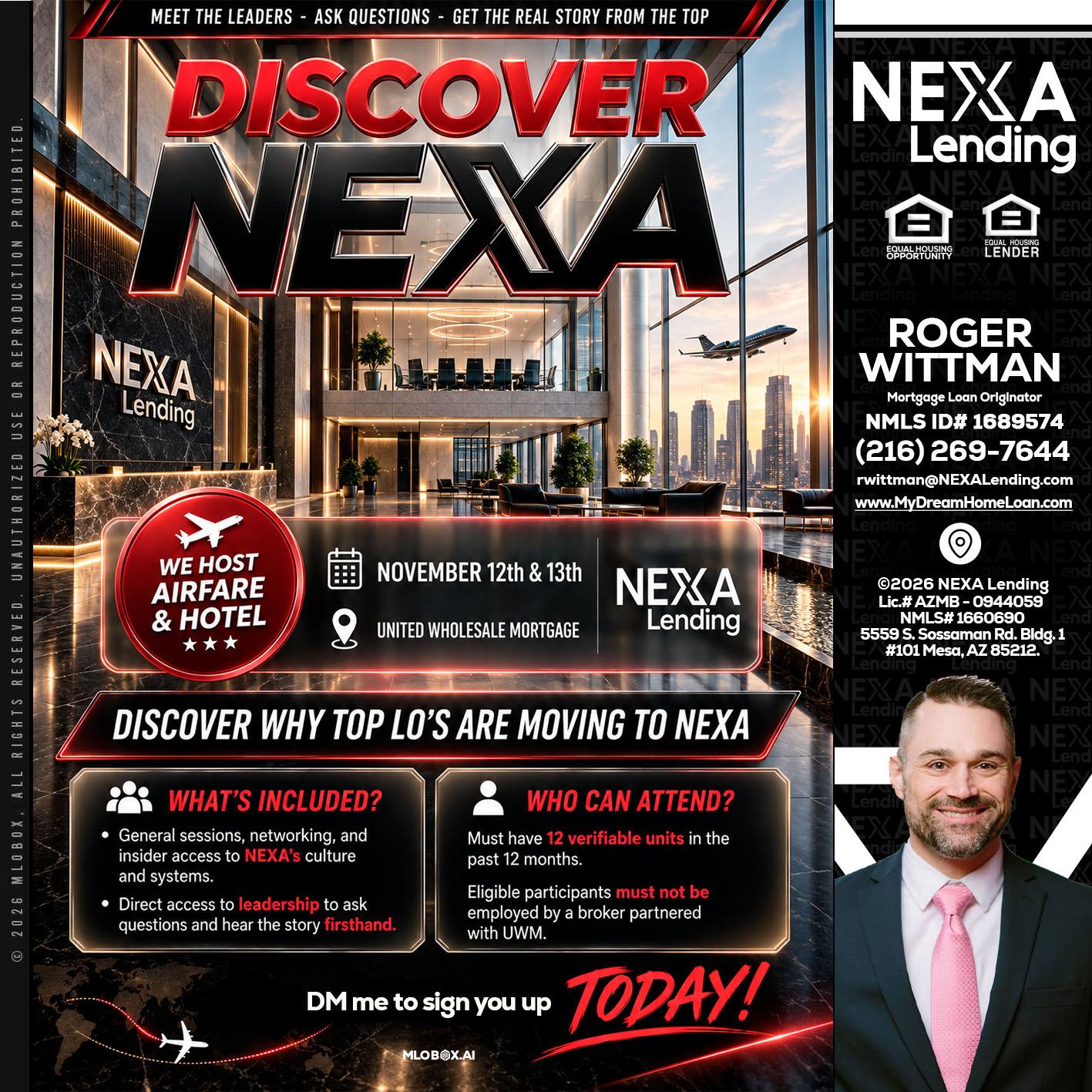 DISCOVER NEXA - Roger Wittman -Mortgage Loan Originator
