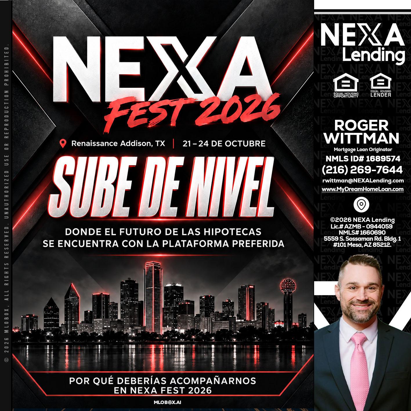 NEXA fest 2026 - Roger Wittman -Mortgage Loan Originator