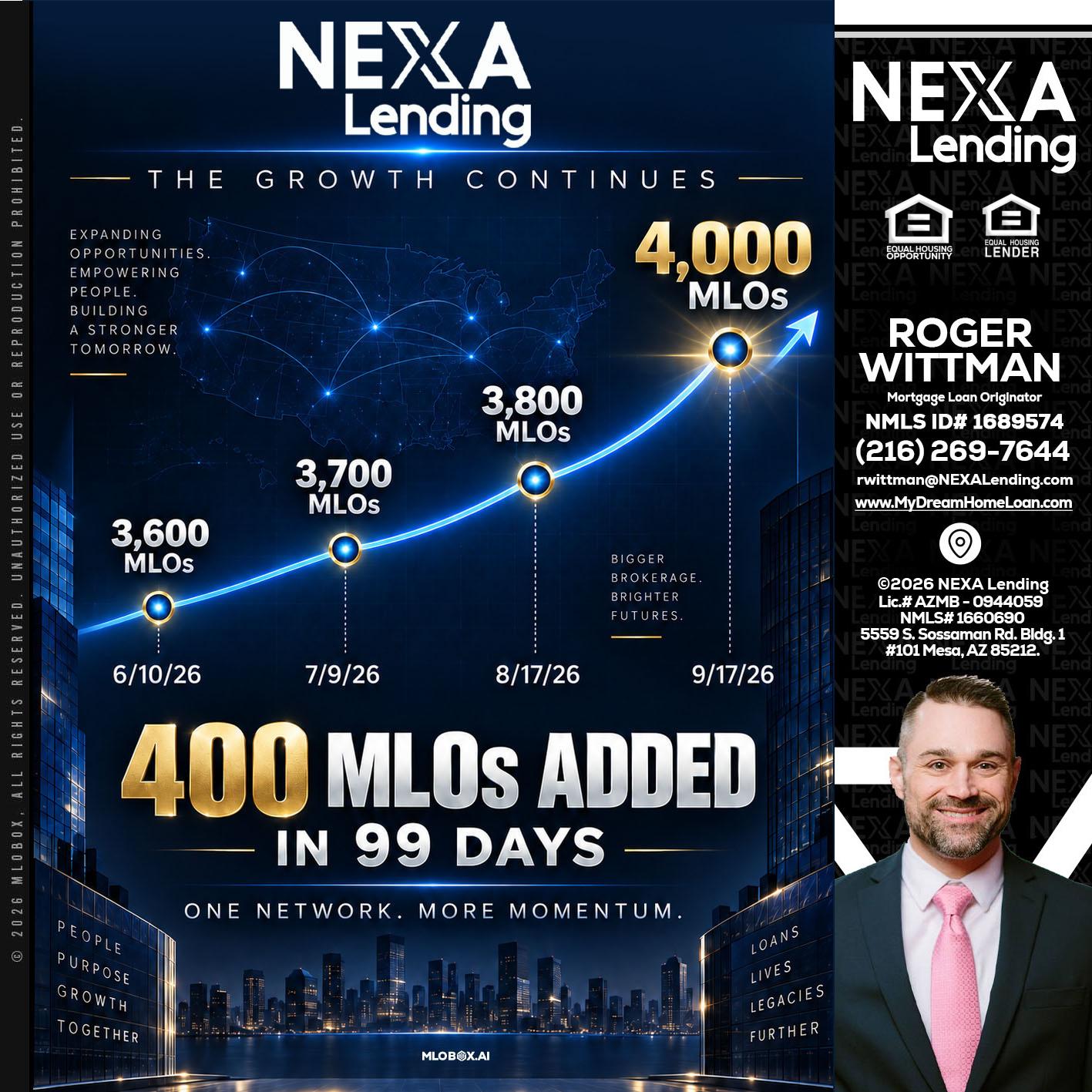 NEXA Lending 4000 MLOs - Roger Wittman -Mortgage Loan Originator