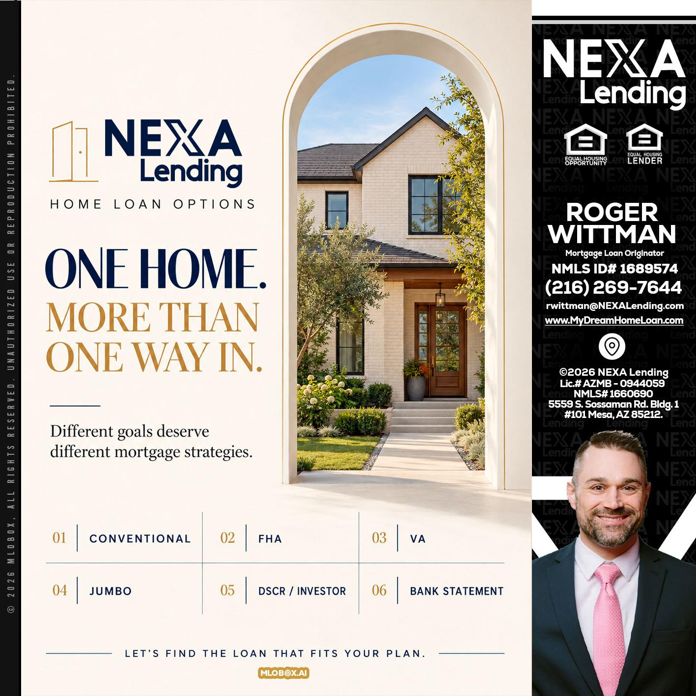 ONE HOME - Roger Wittman -Mortgage Loan Originator