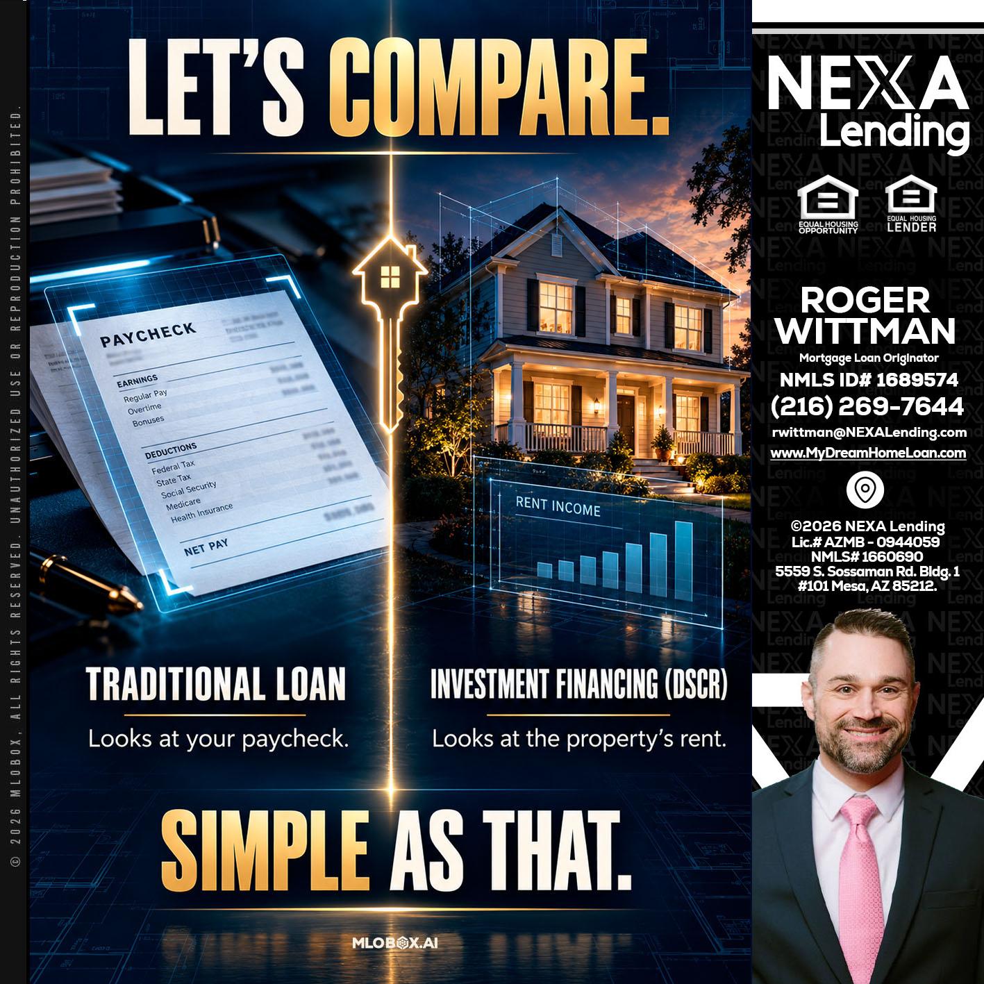 lets compare - Roger Wittman -Mortgage Loan Originator