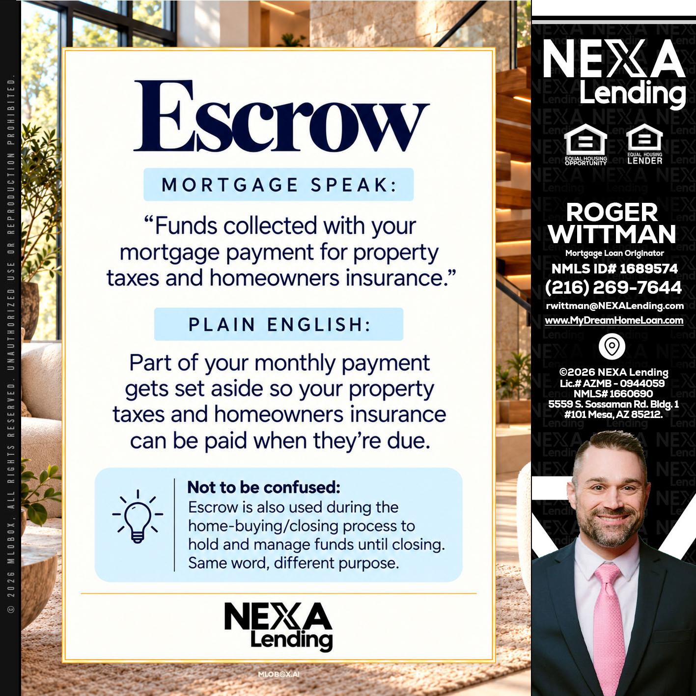 ESCROW - Roger Wittman -Mortgage Loan Originator