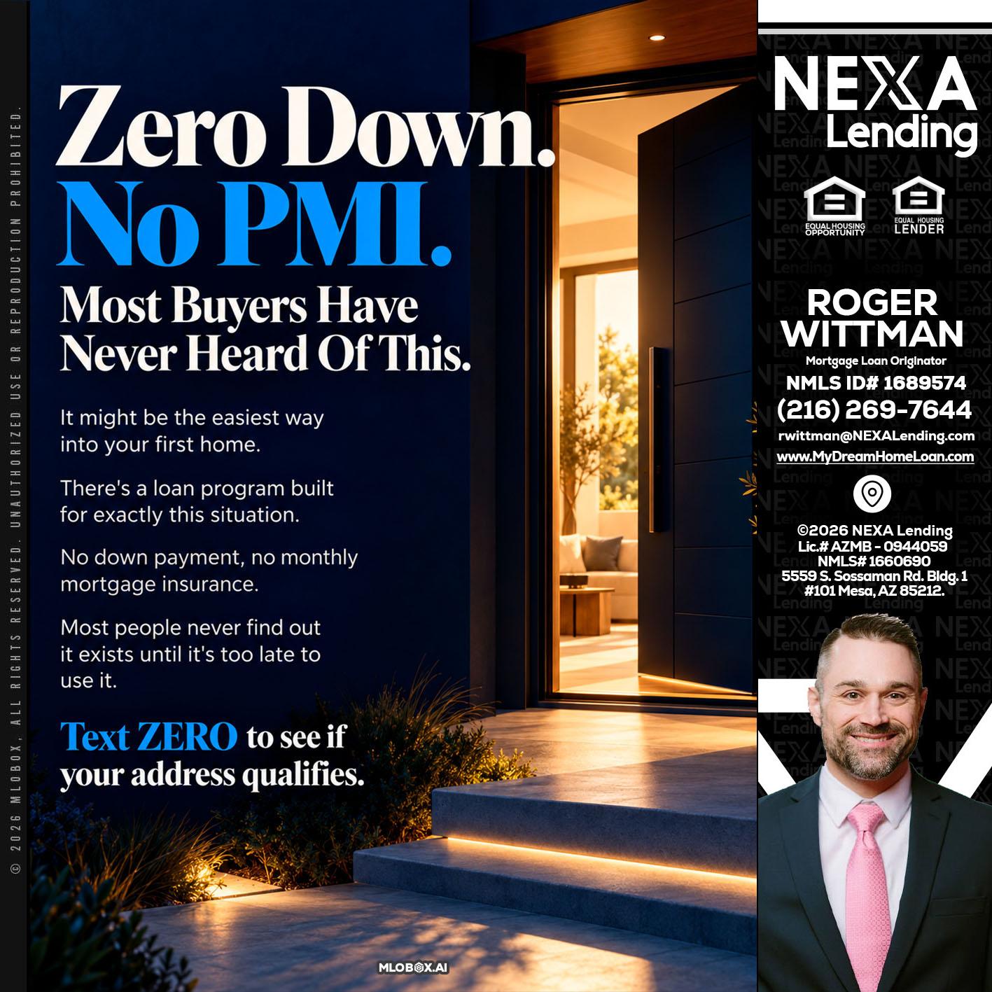 zero down - Roger Wittman -Mortgage Loan Originator